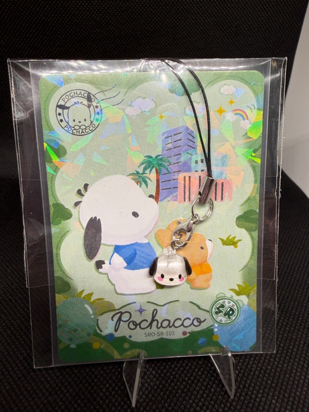 Sanrio Pochacco Black White Pink Charm Phone Strap